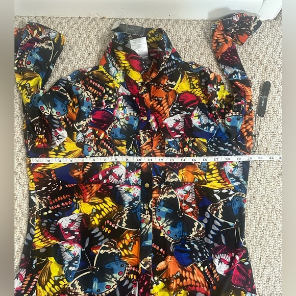 BCBGMaxAzria Butterflies button down shirt size PXL new with tag - Picture 8 of 10